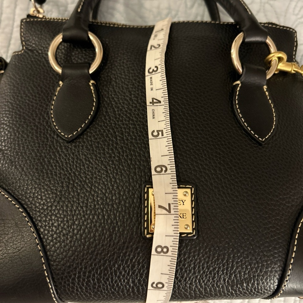 Dooney & Bourke Florentine & Pebbled Leather Satchel 30 Black Satchel w/ 🍓 Charm - Picture 16 of 16